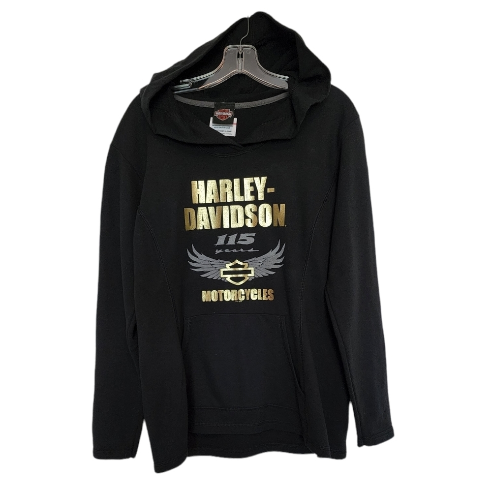 Harley-davidson Las Vegas black pullover hoodie Gold letters 115 years Large